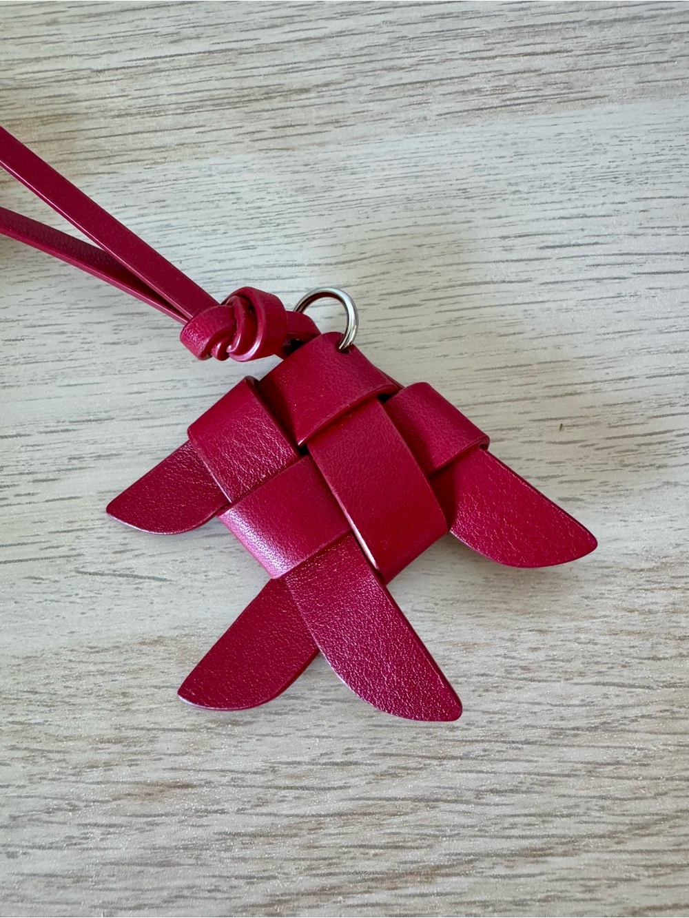 Madewell Red Leather Woven Fish Charm Bag Accessory Chic Fun Summer NWT - Picture 4 of 7